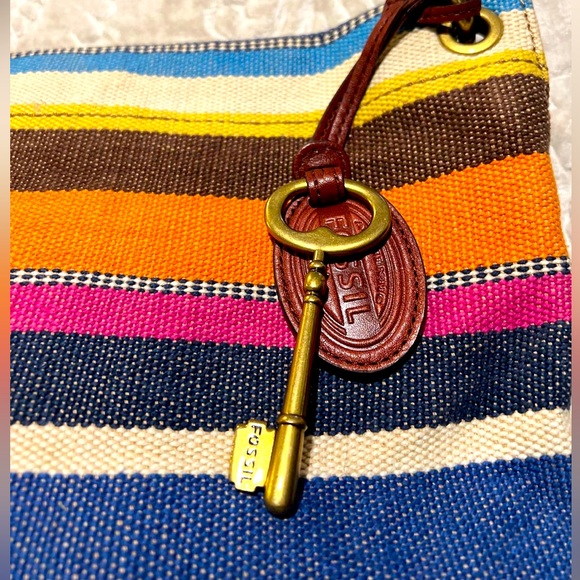 Fossil Stripe Shoulder Bag with Key Charm - Multicolor - Picture 9 of 9